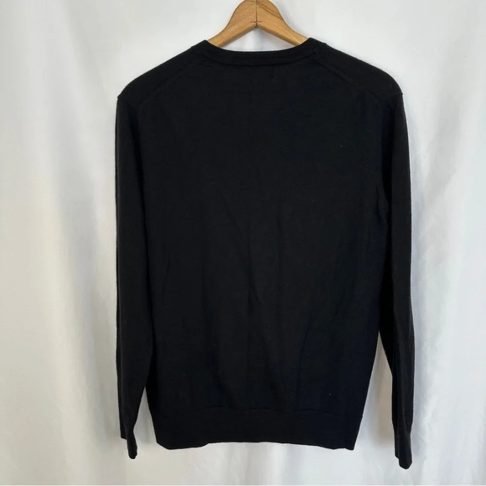Banana Republic Sweater Mens XL‎ Italian Merino Yarn Baruffa V-neck Black